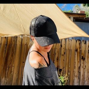 Black Glitter Trucker Hat